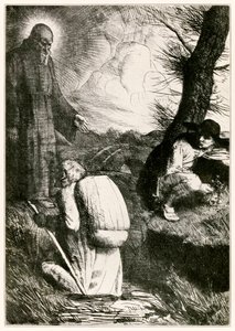 "Christian ist beunruhigt" Frontispiz aus "Die Pilgerreise von dieser Welt zu der zukünftigen" von John Bunyan